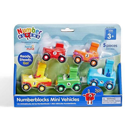 hand2mind Numberblocks Mini Vehicles, Toy Vehicle Playsets, Small Race Car Toy, Cartoon Character Toys, Collectible Action Figures for Kids, Toddler Imaginative Play Toys