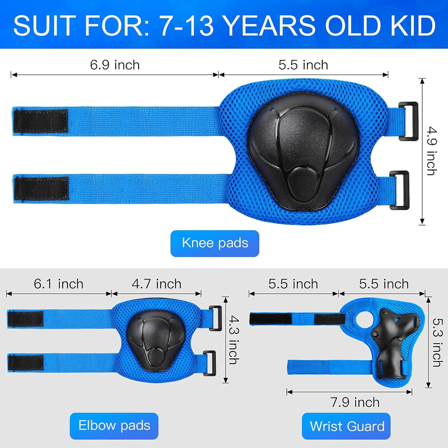 Wemfg Kids Protective Gear Set Knee Pads for Kids 3-14 Years Toddler Knee and Elbow Pads with Wrist Guards 3 in 1 for Skating Cycling Bike Rollerblading Scooter