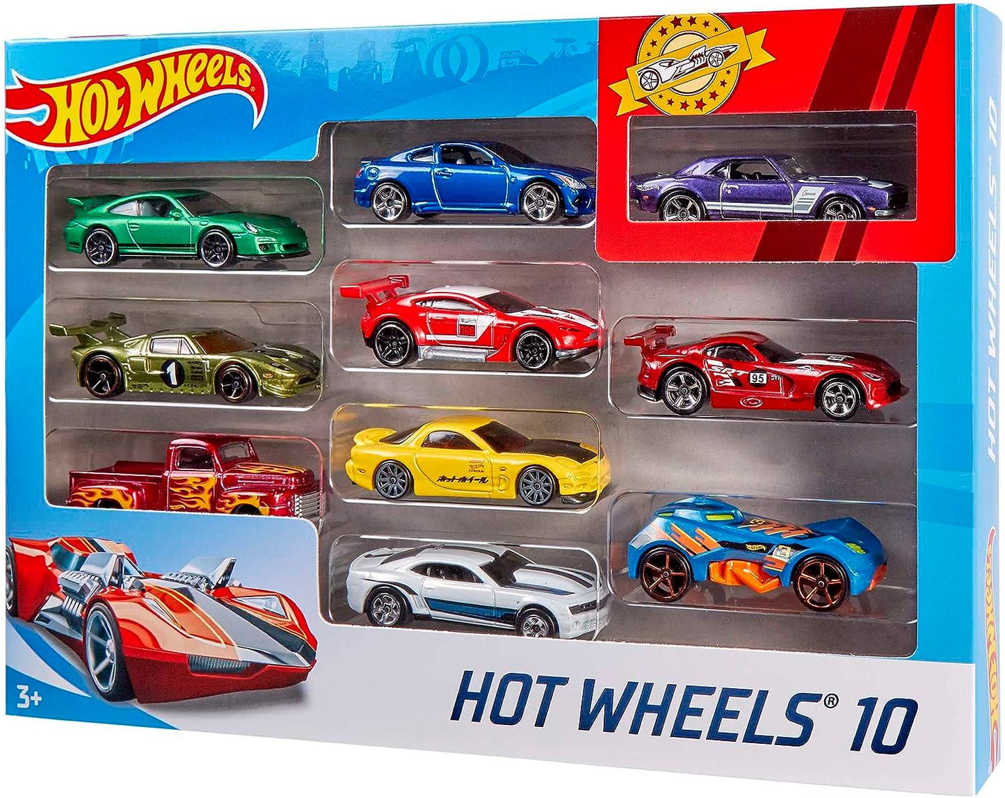 Hot Wheels Set of 10 1:64 Scale Toy Trucks and Cars for Kids and Collectors, Styles May Vary (Amazon Exclusive)