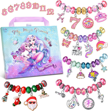 BDBKYWY Charm Bracelet Making Kit & Unicorn/Mermaid Girl Toy- ideal Crafts for Ages 8-12 Girls who Inspire Imagination and Create Magic with Art Set and Jewelry Making Kit