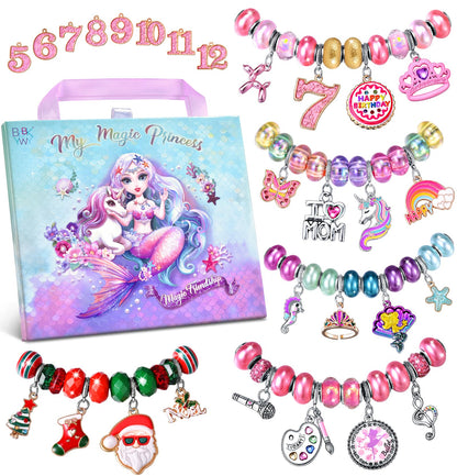 BDBKYWY Charm Bracelet Making Kit & Unicorn/Mermaid Girl Toy- ideal Crafts for Ages 8-12 Girls who Inspire Imagination and Create Magic with Art Set and Jewelry Making Kit