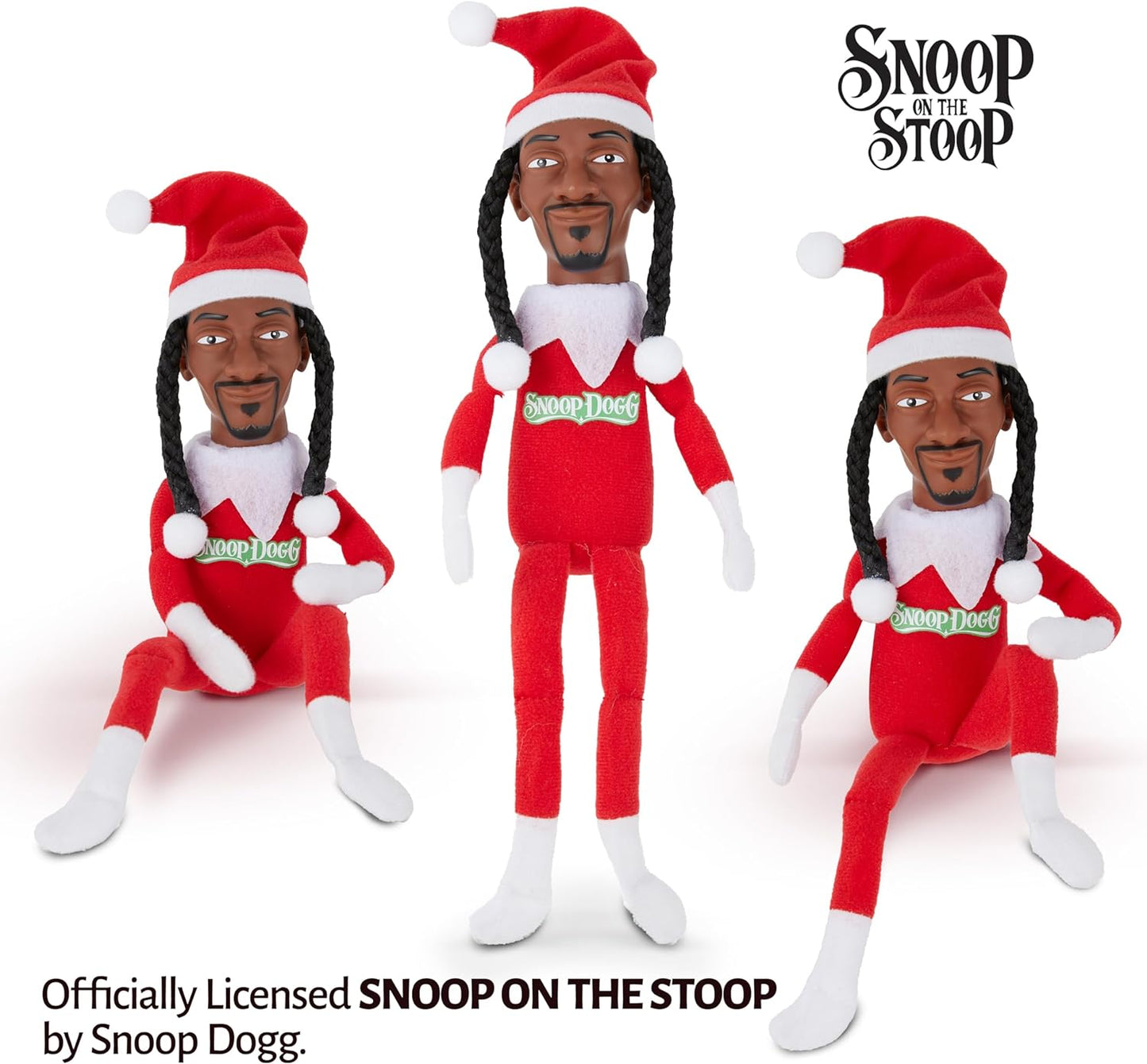Snoop Dogg Snoop on a Stoop 2023 Christmas Elf Doll, 12” Small Plush Toys Shelf Decor, Includes Elf Toy, Extra Tshirt, Sunglasses and Necklace, Christman Gifts for Men & Women.