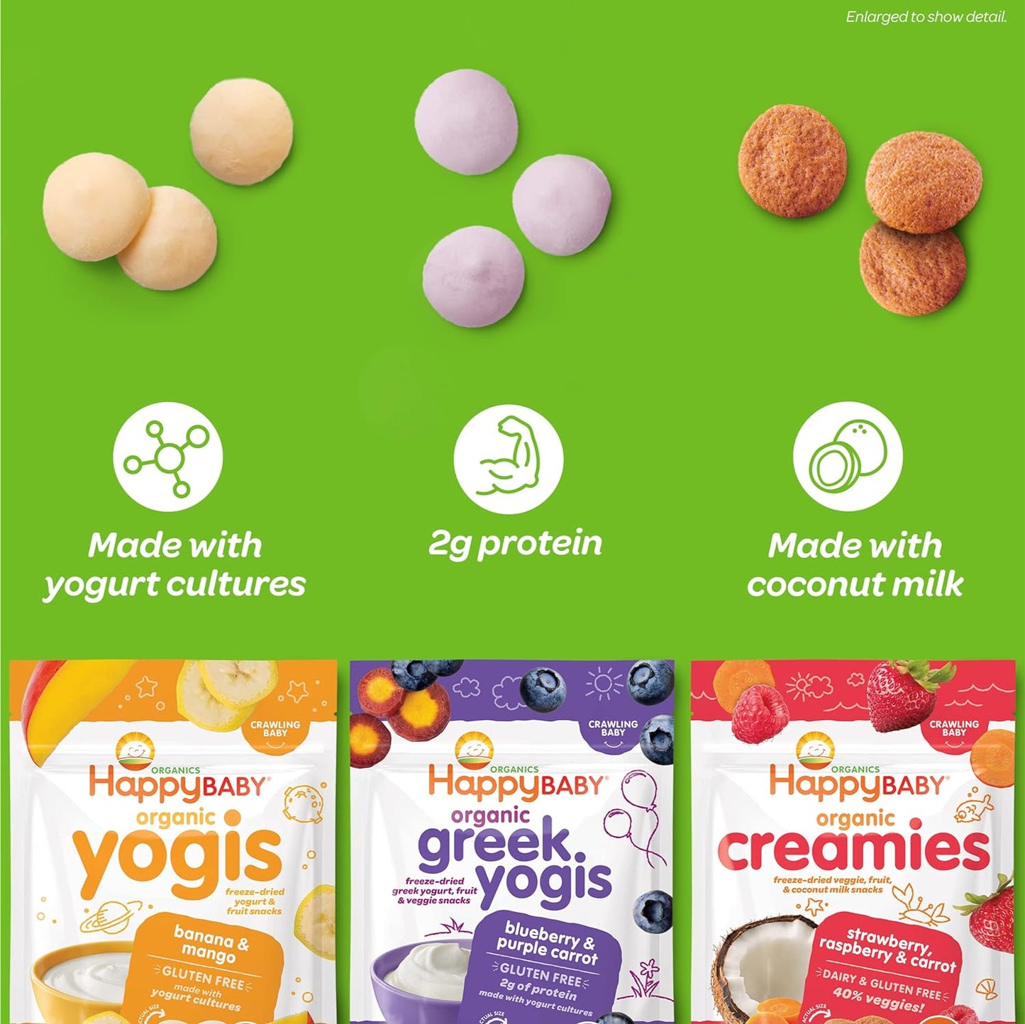 Happy Baby Organics Yogis Freeze-Dried Yogurt & Fruit Snacks, 3 Flavor Variety Pack, 1 Ounce (Pack of 3)