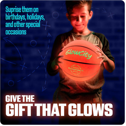 GlowCity Glow in The Dark Basketball for Teen Boy - Glowing Red Basket Ball, Light Up LED Toy for Night Ball Games - Sports Stuff & Gadgets for Kids Age 8 Years Old and Up