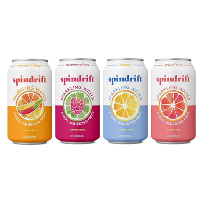 Spindrift Sparkling Water, 4 Flavor Variety Pack, Made with Real Squeezed Fruit, 12 Fl Oz (Pack of 20)