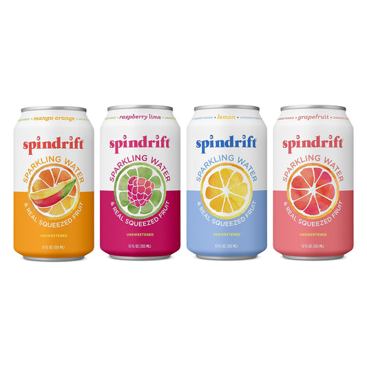 Spindrift Sparkling Water, 4 Flavor Variety Pack, Made with Real Squeezed Fruit, 12 Fl Oz (Pack of 20)