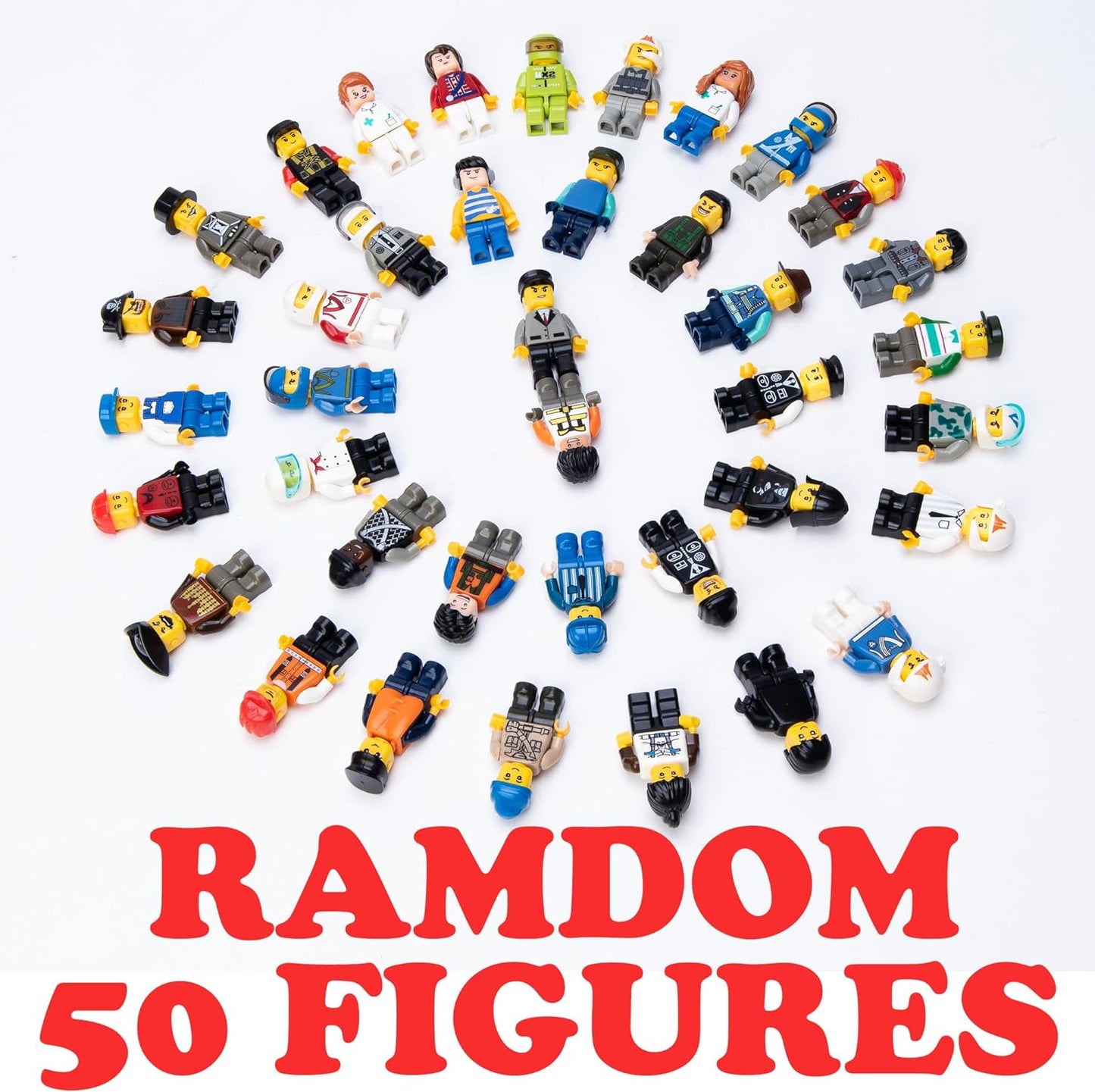 Yanscian Minifigures, Minifigs, Action Figure, Mini Figure Toy, MINIFIG People, Mystery Pack (Random 50 Minifig Included)