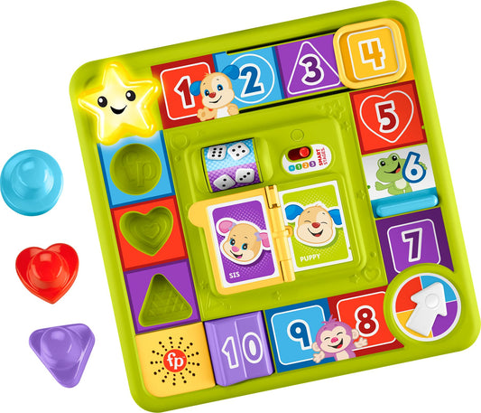 Fisher-Price Laugh & Learn Baby & Toddler Toy Puppy's Game Activity Board with Smart Stages Learning Content for Ages 9+ Months