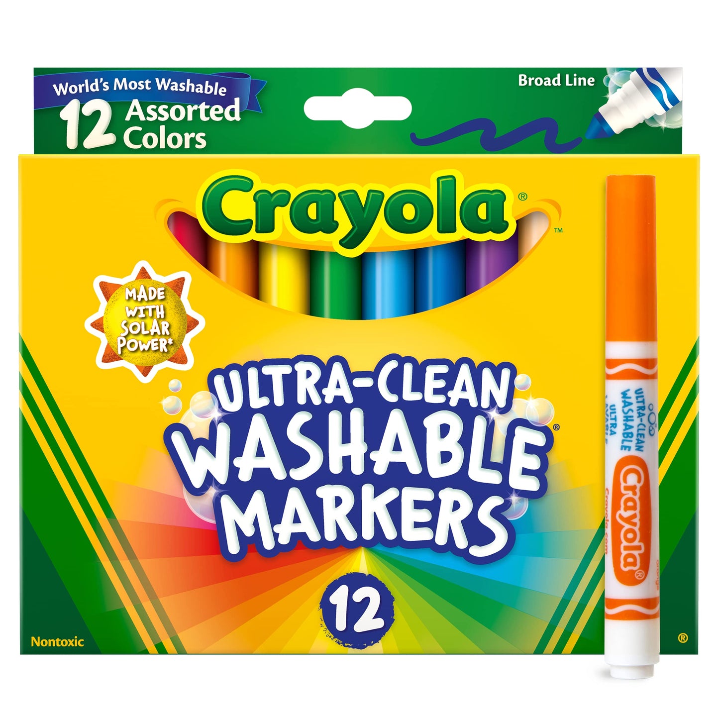 Crayola Broad Line Markers (12 Count), Washable Markers for Kids, Assorted, Great for Classrooms & School Supplies, Ages 3+