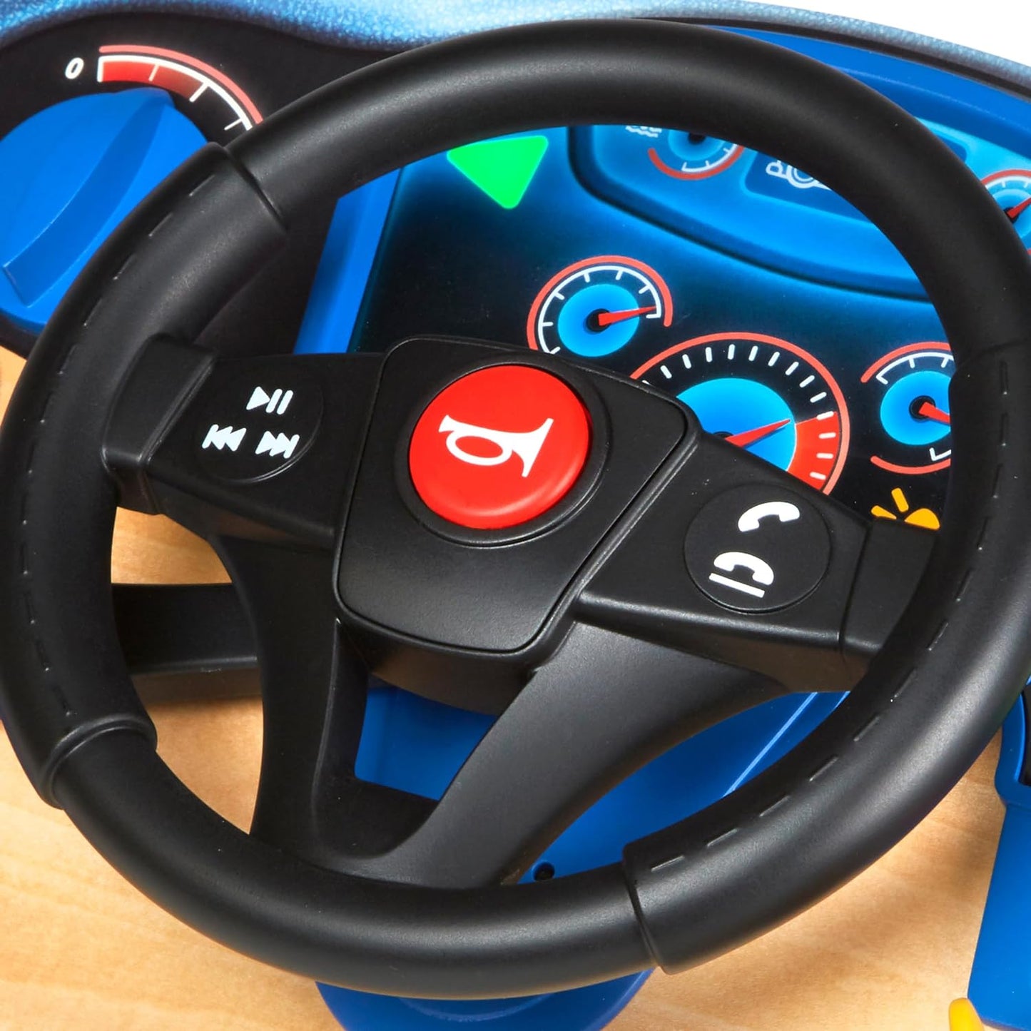 Melissa & Doug Vroom & Zoom Interactive Wooden Dashboard Steering Wheel Pretend Play Driving Toy - Kids Activity Board, Toddler Sensory Toys For Ages 3+