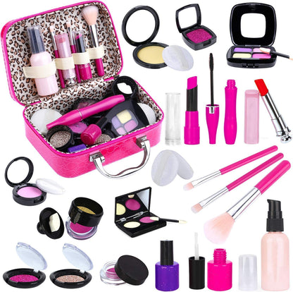 Tepsmigo Pretend Makeup Kit for Girls, Kids Pretend Play Makeup Set - with Cosmetic Bag for Birthday Christmas, Toy Makeup Set for Toddler, Little Girls Age 3+(Not Real Makeup)