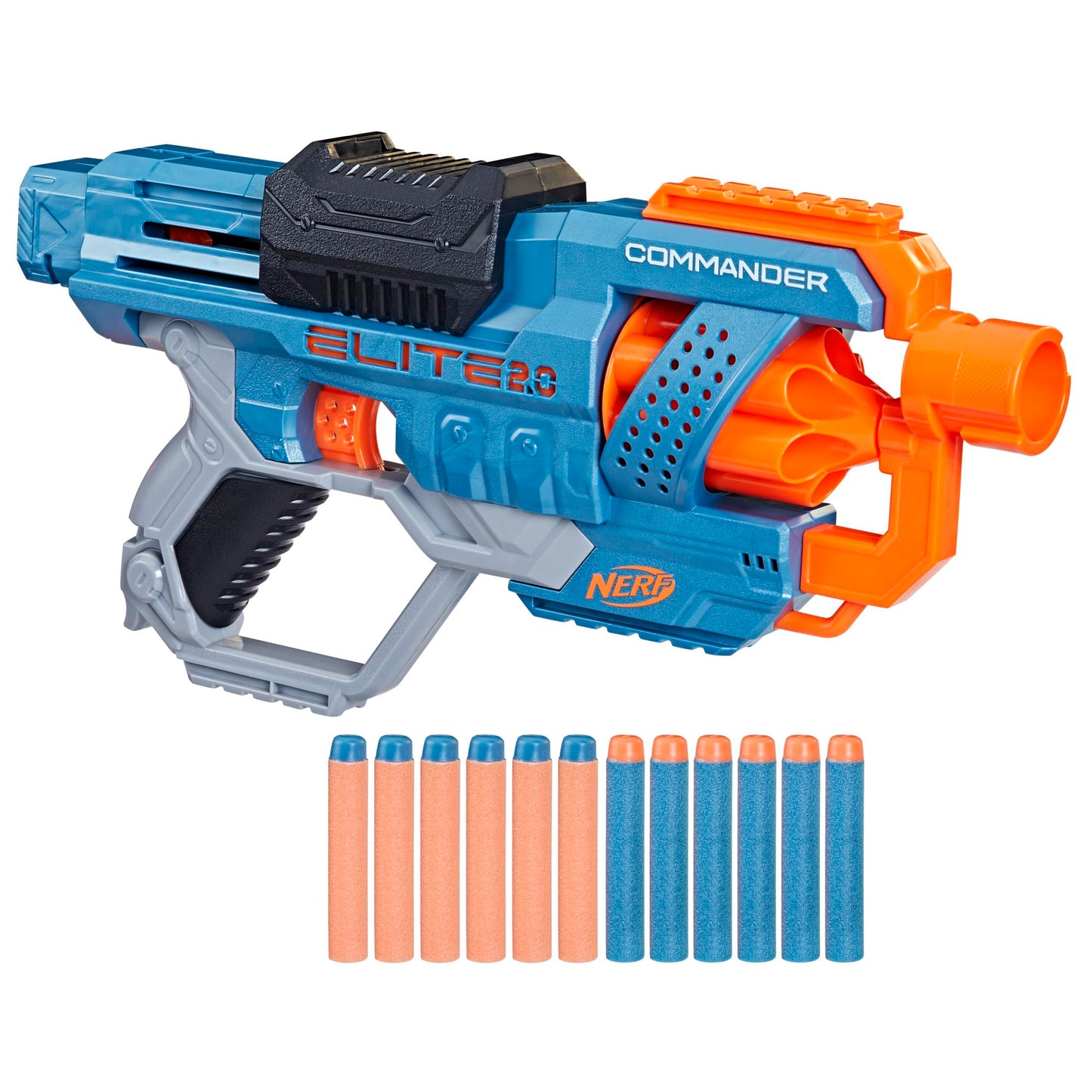 Nerf Elite 2.0 Commander RD-6 Dart Blaster, 12 Darts, 6-Dart Rotating Drum, Outdoor Toys, Great Holiday for Kids, Ages 8 and Up