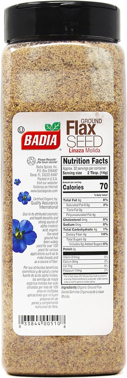 Badia Organic Flax Seed, Ground, 16-Ounce