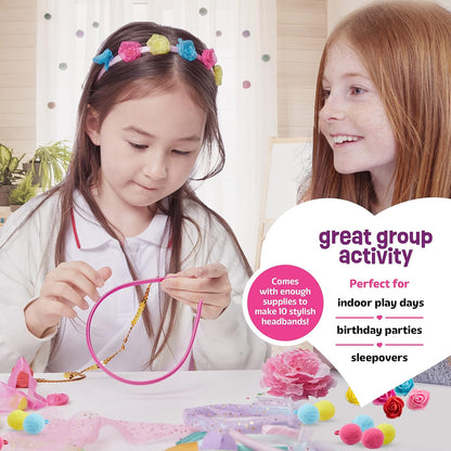 Pretty Me Headband Making Kit for Girls - Make Your Own Fashion Headbands for Kids - DIY Hair Accessories Set - Arts & Crafts Gift for Ages 5-12 Year Old Girl - Little Children's Art & Craft Gifts