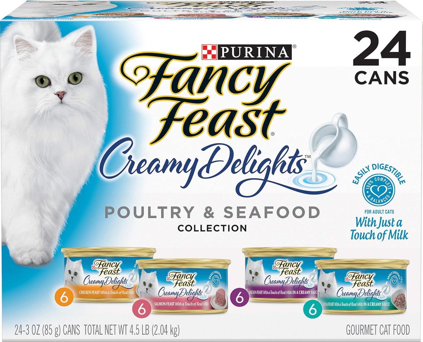 Purina Fancy Feast Wet Cat Food Variety Pack, Creamy Delights - (24) 3 oz. Cans