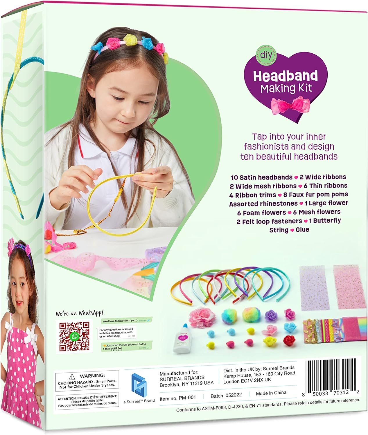 Pretty Me Headband Making Kit for Girls - Make Your Own Fashion Headbands for Kids - DIY Hair Accessories Set - Arts & Crafts Gift for Ages 5-12 Year Old Girl - Little Children's Art & Craft Gifts