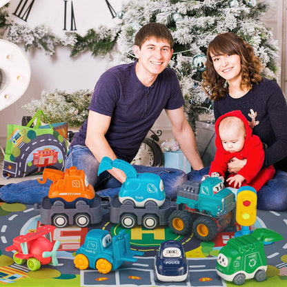 ALASOU Baby Truck Car Toys with Tractor-Trailor and Playmat/Storage Bag|1st Birthday Gifts for Toddler Toys Age 1-2|Baby Toys for 1 Year Old Boy|1 2 Year Old Boy Birthday Gift for Infant Toddlers