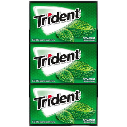 Trident Spearmint Sugar Free Gum, 12 Packs of 14 Pieces (168 Total Pieces)