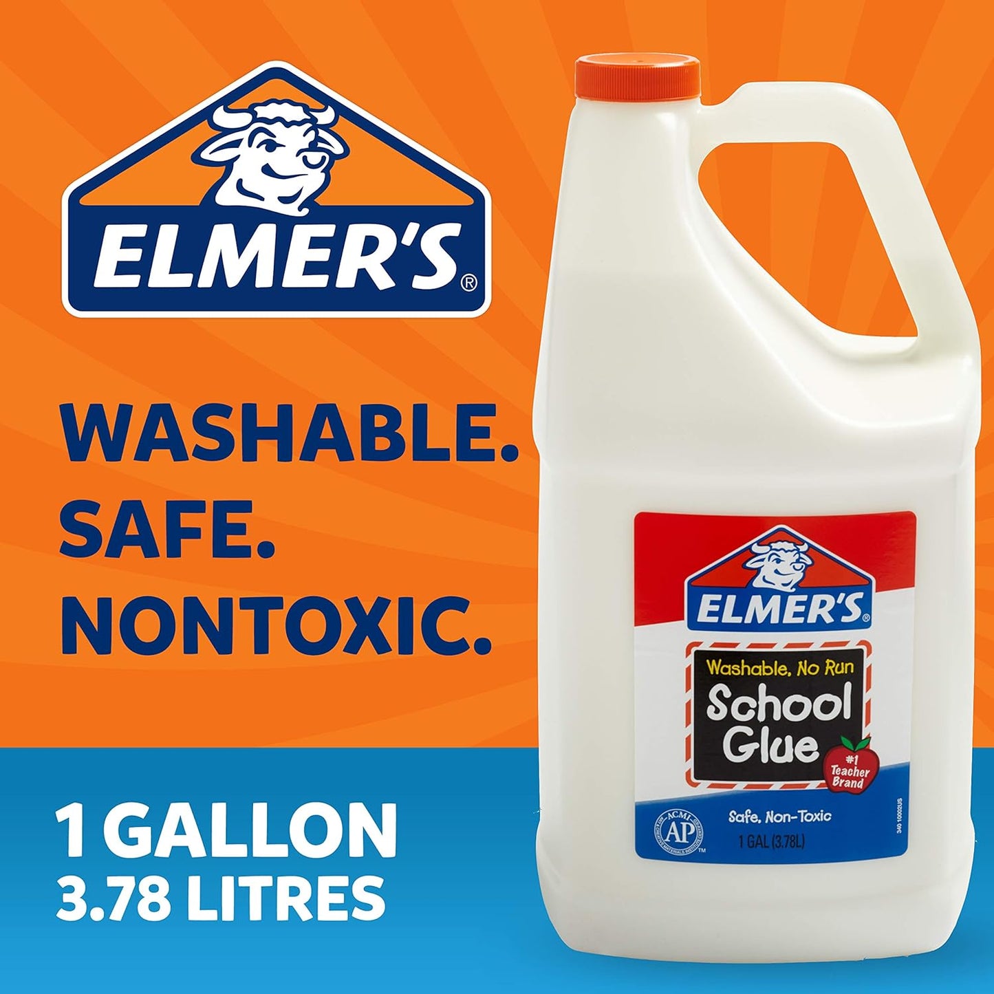 Elmer's Liquid School Glue, Washable, 1 Gallon, 2 Count