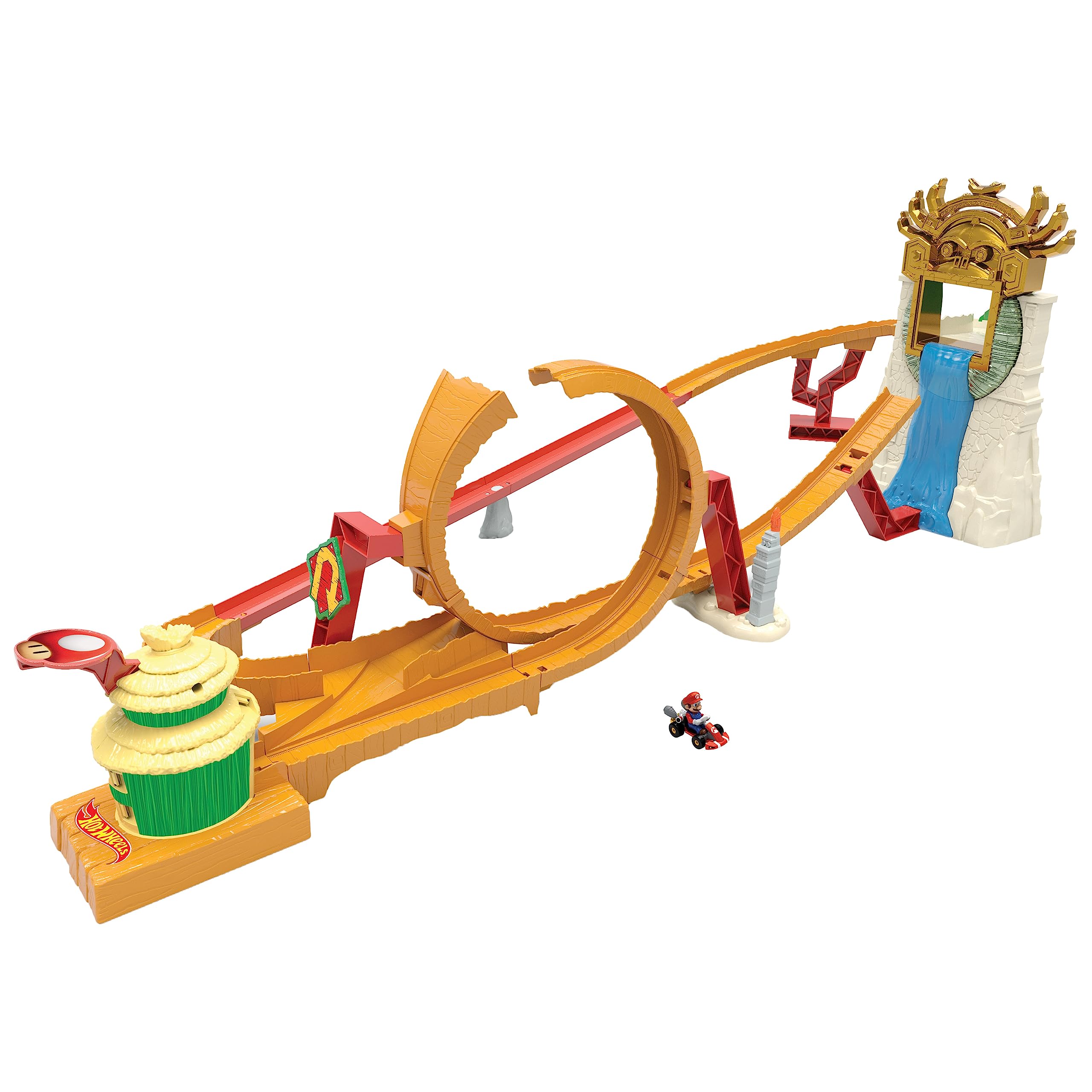 Hot Wheels The Super Mario Bros. Movie Track Set, Jungle Kingdom Raceway Playset with Mario Die-Cast Toy Car Inspired by the Film