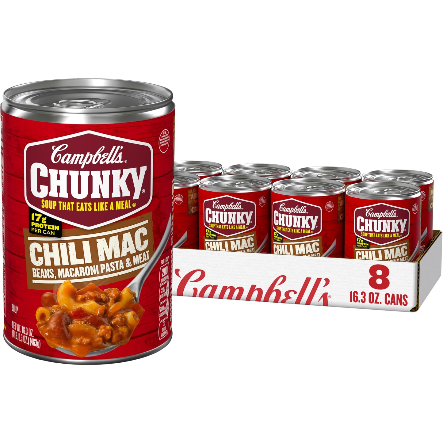 Campbell's Chunky Soup, Chili Mac, 16.3 Oz Can (Case of 8)