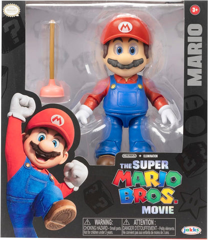 The Super Mario Bros. Movie - 5 Inch Action Figures Series 1 – Mario Figure with Plunger Accessory