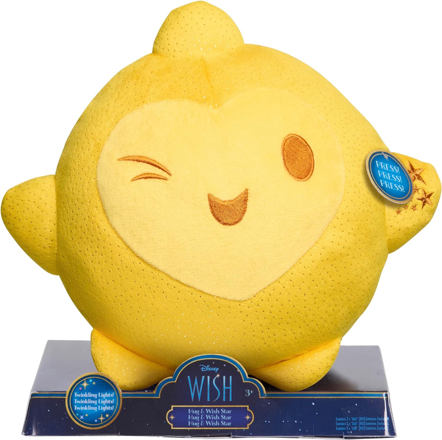 Disney Wish Hug & Wish Star 10-Inch Glowing Plush Star, Soothing Night Light, Officially Licensed Kids Toys for Ages 3 Up by Just Play