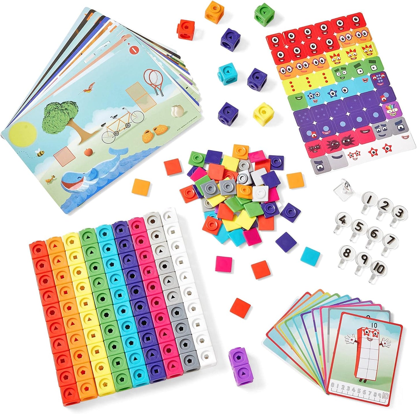 hand2mind MathLink Cubes Numberblocks 1-10 Activity Set, 30 Preschool Learning Activities, Building Blocks for Toddlers 3-5, Counting Blocks, Linking Cubes, Math Counters for Kids, Educational Toys