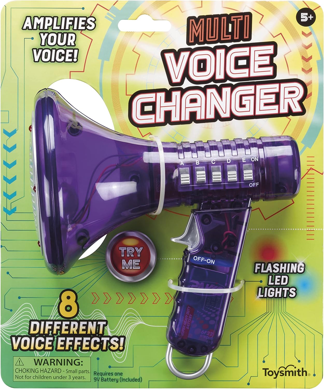 Toysmith Tech Gear Multi Voice Changer, Amplifies Voice With 8 Different Voice Effects, For Boys & Girls Ages 5+, Colors vary