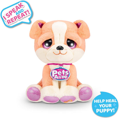 Pets Alive Pet Shop Surprise S3 Puppy Rescue (Bull Dog) by ZURU Surprise Puppy Plush, Ultra Soft Plushies, Compound Surprises Inside, Interactive Toy Pets, Electronic Speak and Repeat