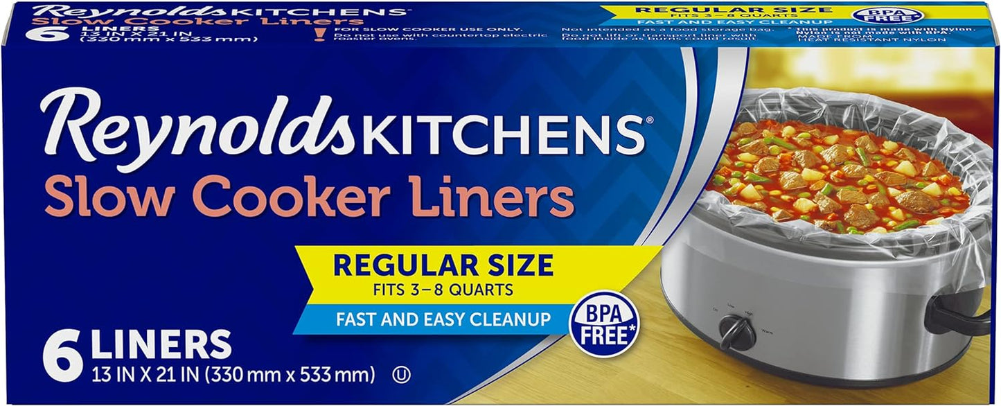 Reynolds Kitchens Slow Cooker Liners, Regular (Fits 3-8 Quarts), 6 Count