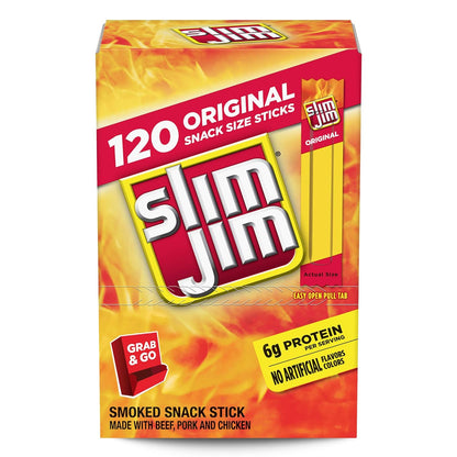 Slim Jim Snack-Sized Smoked Meat Stick, Original Flavor, .28 Oz. 120-Count