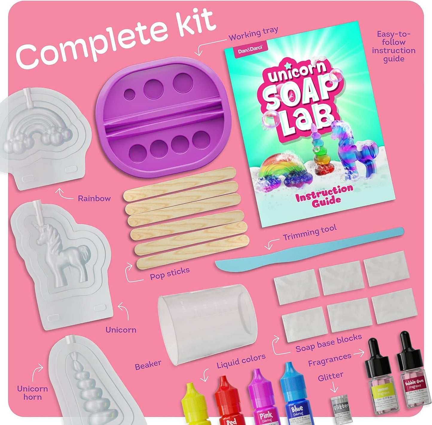 Unicorn Soap Making Kit - Girls Crafts DIY Project Age 6+ Year Old Kids Girl Gifts Science STEM Activity Teenage Christmas Gift Make Your Own Kits Craft Toys Ages 6 7 8 9 10 11 12