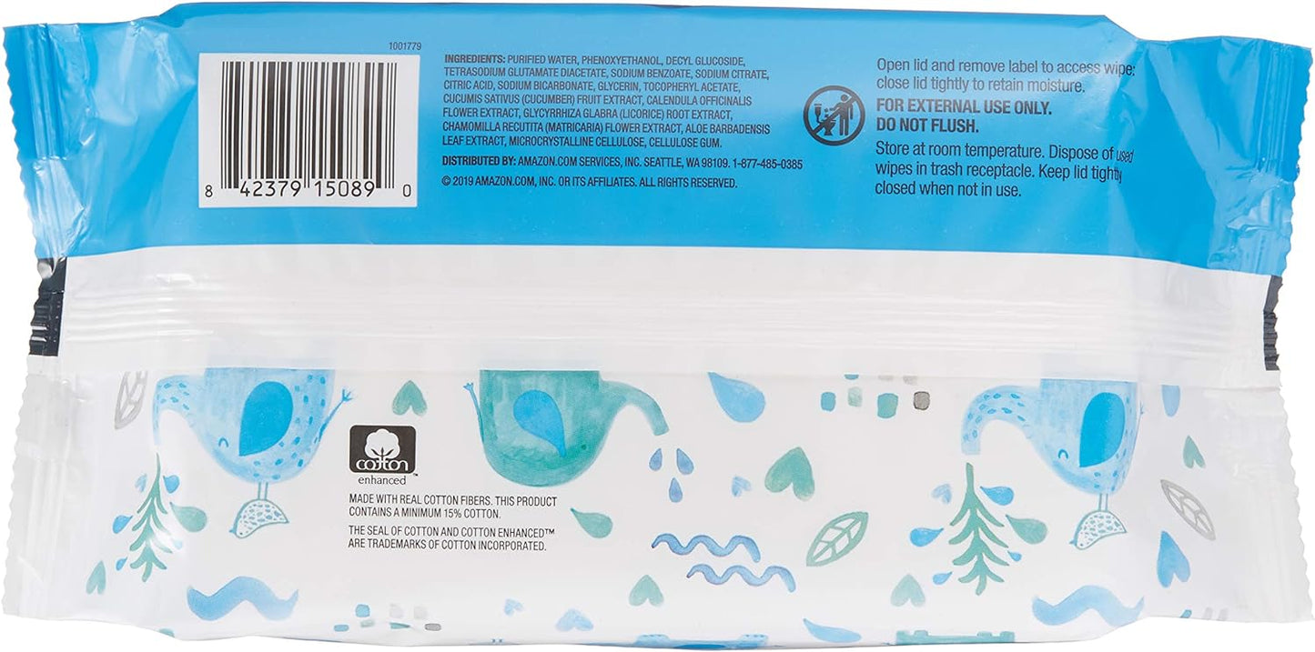 Amazon Brand - Mama Bear 99% Water Baby Wipes, Hypoallergenic, Fragrance Free, 432 Count (6 Packs of 72)