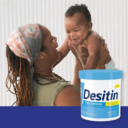 Desitin Daily Defense Baby Diaper Rash Cream with 13% Zinc Oxide, Barrier Cream to Treat, Relieve & Prevent Diaper Rash, Hypoallergenic, Dye-, Phthalate- & Paraben-Free, 16 oz