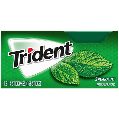 Trident Spearmint Sugar Free Gum, 12 Packs of 14 Pieces (168 Total Pieces)