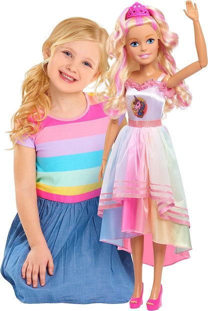 Just Play Barbie 28-inch Best Fashion Friend Unicorn Party Doll, Blonde Hair, Kids Toys for Ages 3 Up, Amazon Exclusive