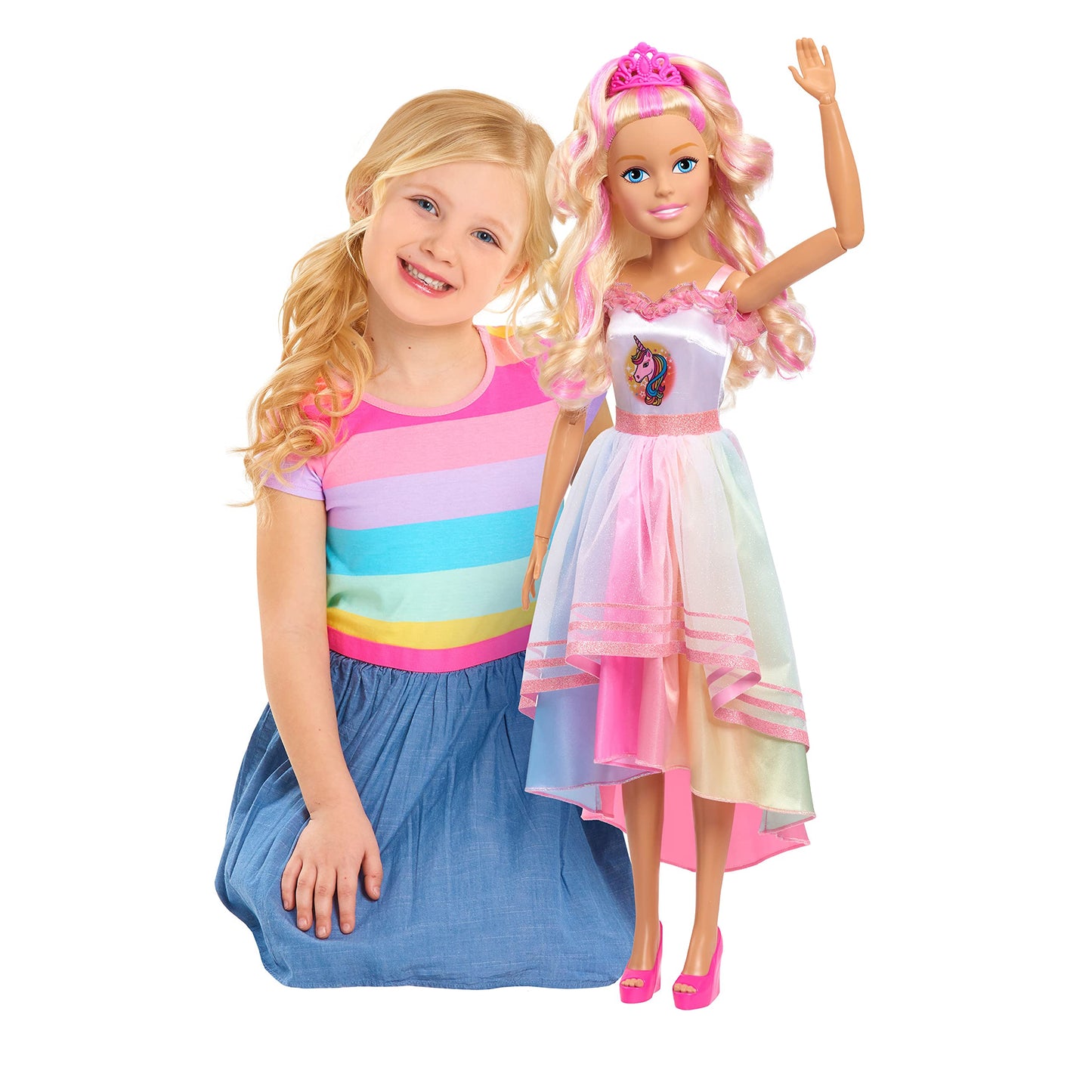 Just Play Barbie 28-inch Best Fashion Friend Unicorn Party Doll, Blonde Hair, Kids Toys for Ages 3 Up, Amazon Exclusive