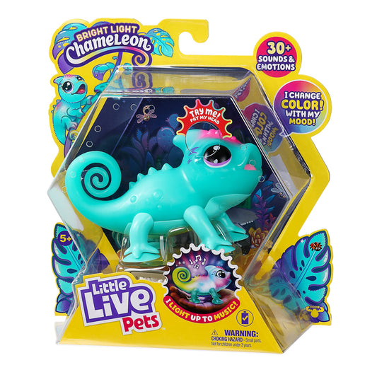 Little Live Pets Chameleon - Interactive Color-Changing Light-Up Toy with 30+ Sounds & Emotions, Repeats Back, Beat Detection (Ages 5+)