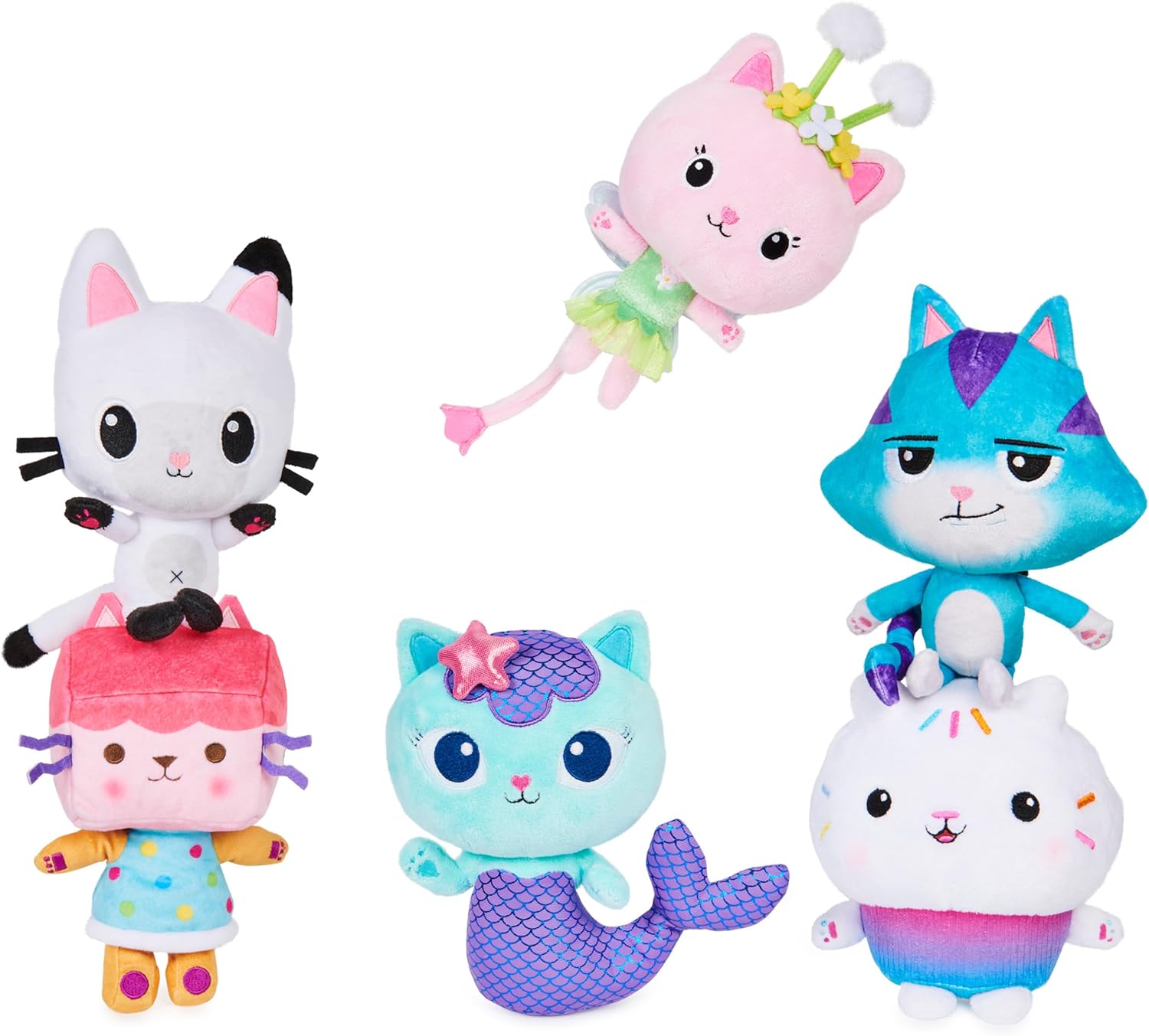 Gabby's Dollhouse, 8-inch Mercat Purr-ific Plush Toy, Kids Toys for Ages 3 and up