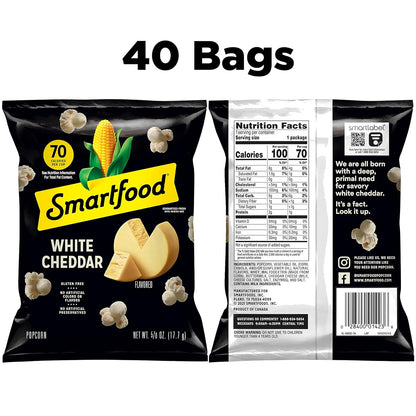 Smartfood White Cheddar Flavored Popcorn, 0.625 Ounce (Pack of 40)