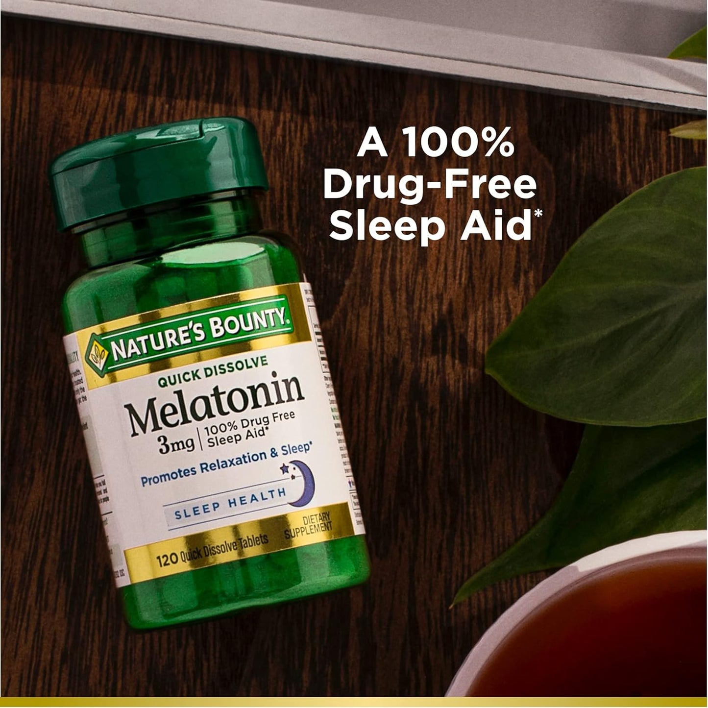 Nature’s Bounty Melatonin 3mg, 100% Drug Free Sleep Aids for Adults, Supports Relaxation and Sleep, Dietary Supplement, 240 Count