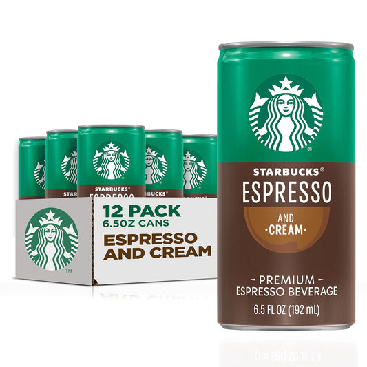 Starbucks Ready to Drink Coffee, Espresso & Cream, 6.5oz Cans (12 Pack) (Packaging May Vary)