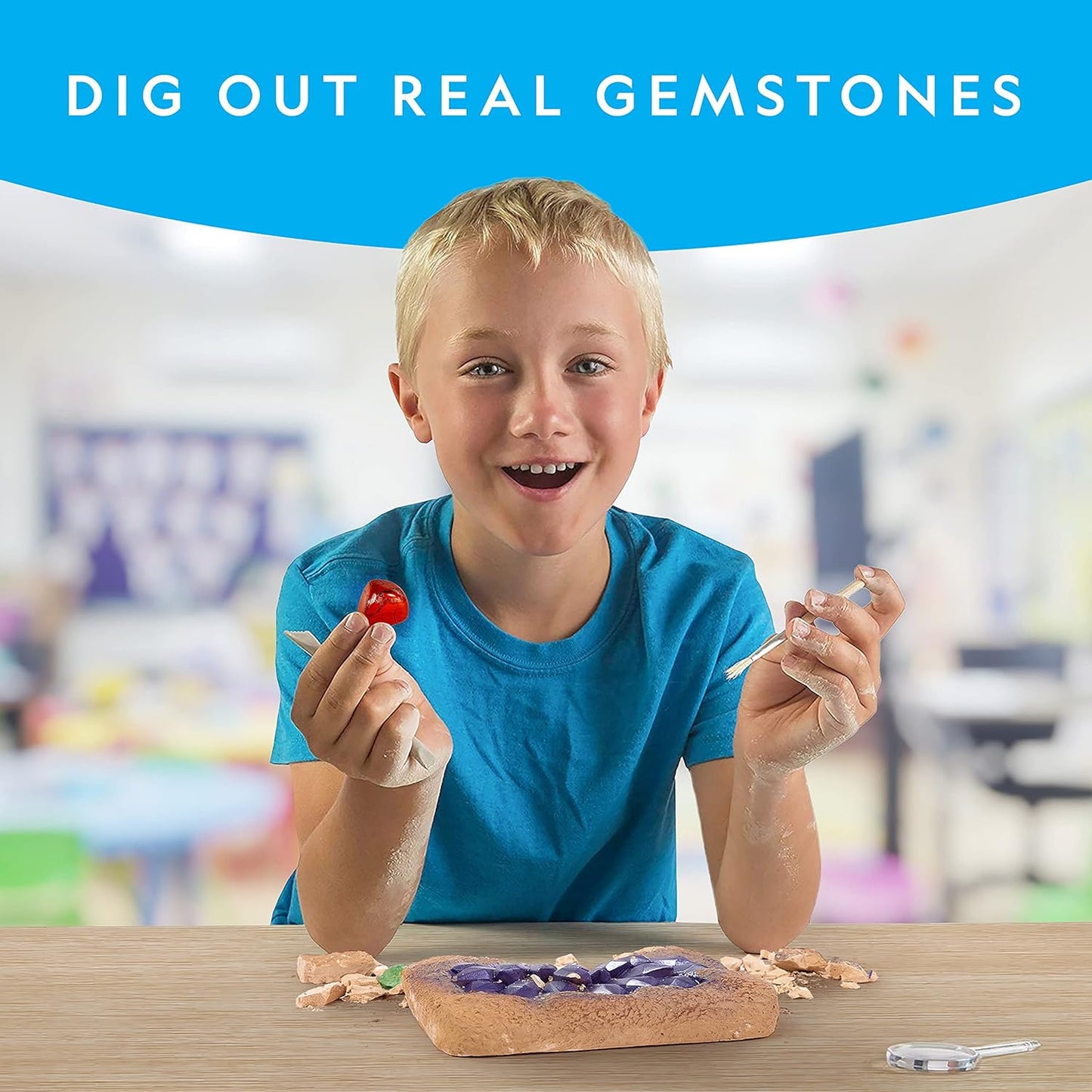 NATIONAL GEOGRAPHIC Mega Gemstone Dig Kit – Dig Up 15 Real Gemstones and Crystals, Science/Mining Kit for Kids, Gift for Girls and Boys, Rock Collection (Amazon Exclusive)