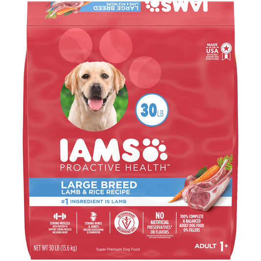 IAMS Large Breed Adult Dry Dog Food Lamb & Rice Recipe, 30 lb. Bag