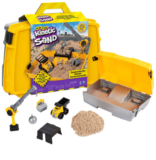 Kinetic Sand, Construction Site Folding Sandbox with Toy Truck and 2lbs of Play Sand, Sensory Toys, for Kids Ages 3 and up