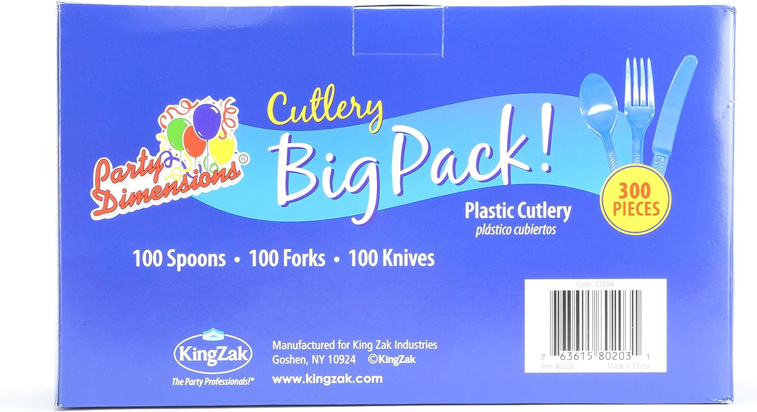 Party Dimensions Plastic 300 Count Cutlery Combo Box, Clear, Combo Box, Clear 300 Count