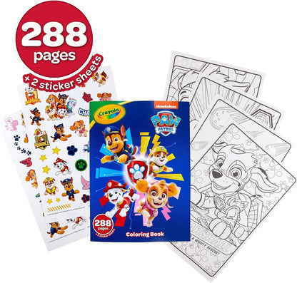 Crayola Paw Patrol Coloring Book with Stickers, Gift for Kids, 288 Pages, Ages 3, 4, 5, 6