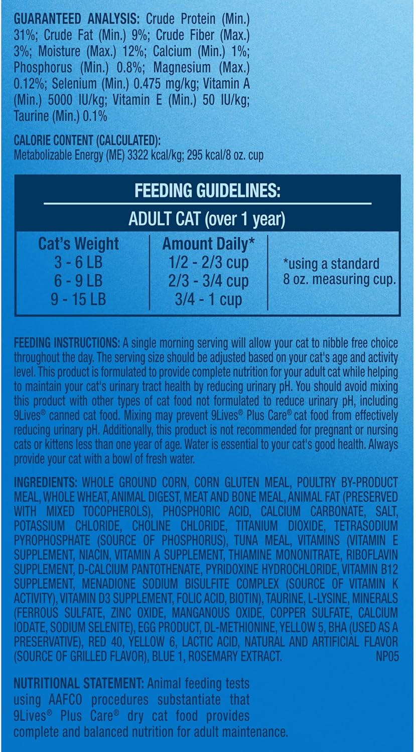9Lives Plus Care Dry Cat Food, 12 Pound Bag