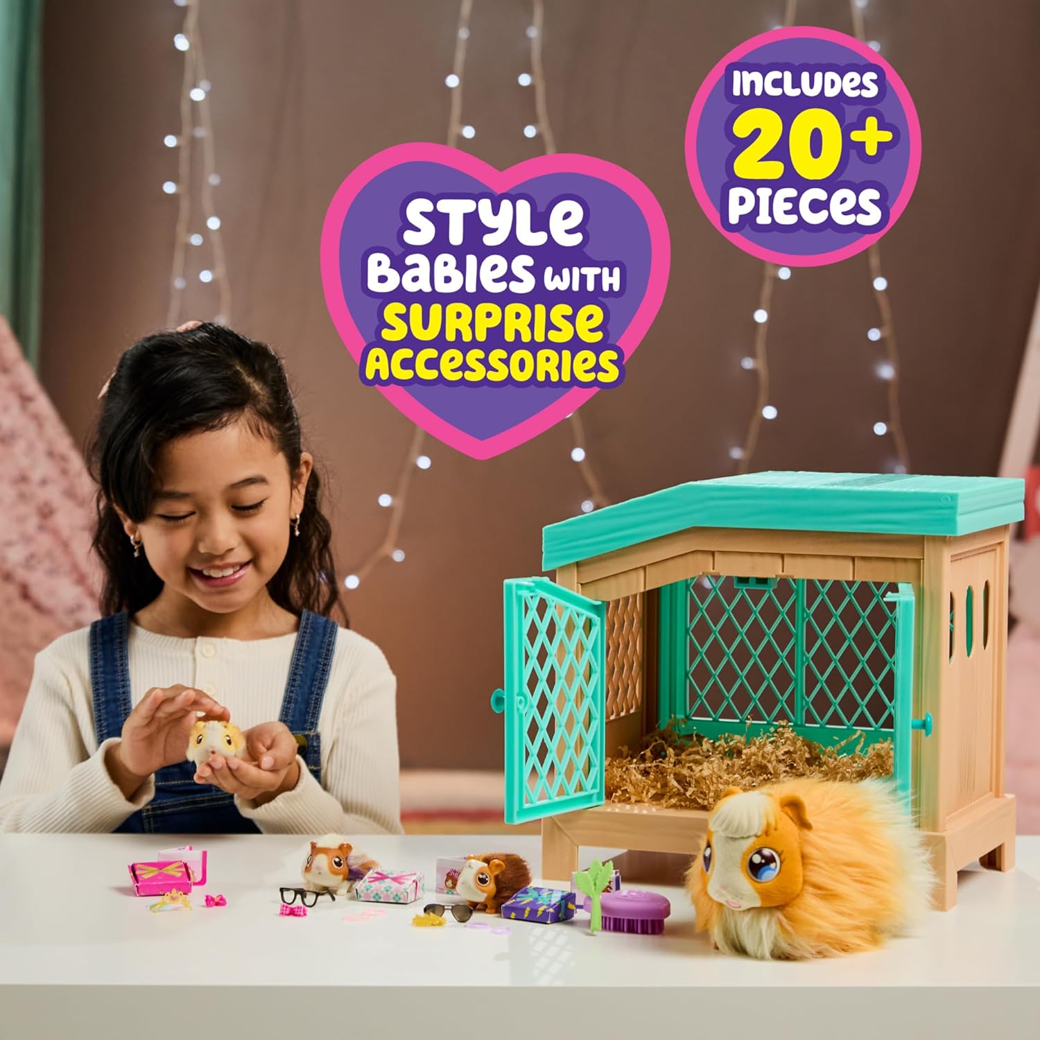 Little Live Pets - Mama Surprise | Soft, Interactive Guinea Pig and her Hutch, and her 3 Babies. 20+ Sounds & Reactions. for Kids Ages 4+, Multicolor, 7.8 x 11.93 x 11.38 inches